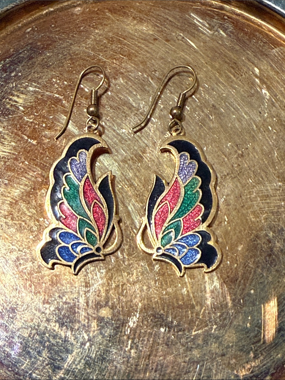 Vintage enamel butterfly earrings